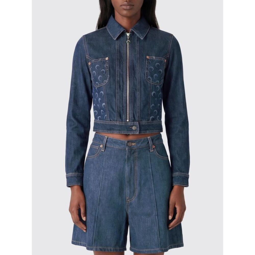 Marine Serre Women All-Over Logo Denim Jacket Marine Serre
